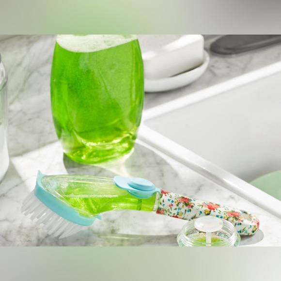 🌺 New Pioneer Woman Sweet Rose Dispensing Dish Soap Brush, Red &  Blue - Picture 1 of 4